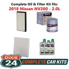 2018 Nissan NV200 2.0L Complete Air, Oil & Cabin Filter Kit (5W-30). Fixed Price $88.95.