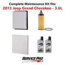 2013 Jeep Grand Cherokee 3.6L Complete Oil, Air & Cabin Filter Kit (5W-20). Fixed Price $100.95.